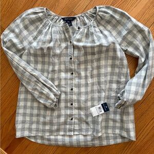 Ralph Lauren Light Gray Plaid Women's Blouse